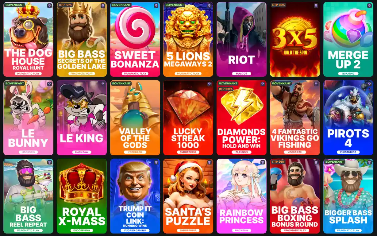 Overzicht van speelautomaten bij CosmicSlotz Casino met spellen van verschillende aanbieders